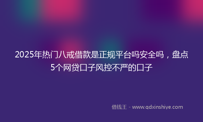 2025年热门八戒借款是正规平台吗安全吗，盘点5个网贷口子风控不严的口子