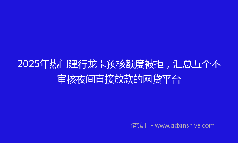 2025年热门建行龙卡预核额度被拒，汇总五个不审核夜间直接放款的网贷平台