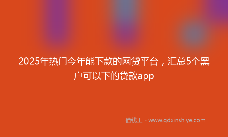 2025年热门今年能下款的网贷平台，汇总5个黑户可以下的贷款app