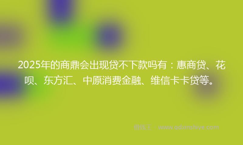2025年的商鼎会出现贷不下款吗有：惠商贷、花呗、东方汇、中原消费金融、维信卡卡贷等。