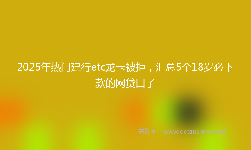 2025年热门建行etc龙卡被拒，汇总5个18岁必下款的网贷口子
