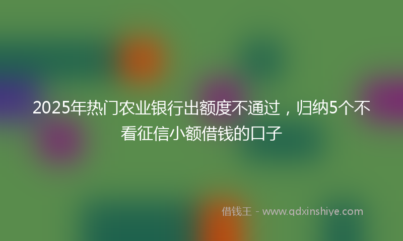 2025年热门农业银行出额度不通过，归纳5个不看征信小额借钱的口子