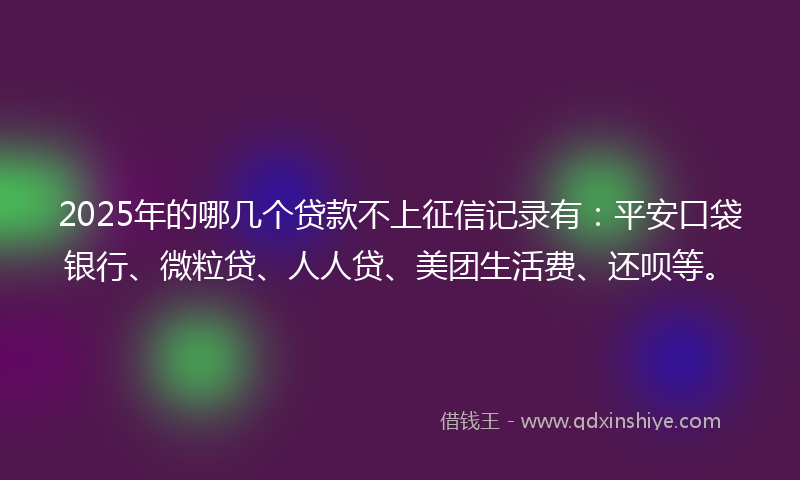 2025年的哪几个贷款不上征信记录有：平安口袋银行、微粒贷、人人贷、美团生活费、还呗等。
