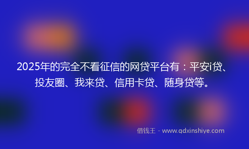 2025年的完全不看征信的网贷平台有：平安i贷、投友圈、我来贷、信用卡贷、随身贷等。
