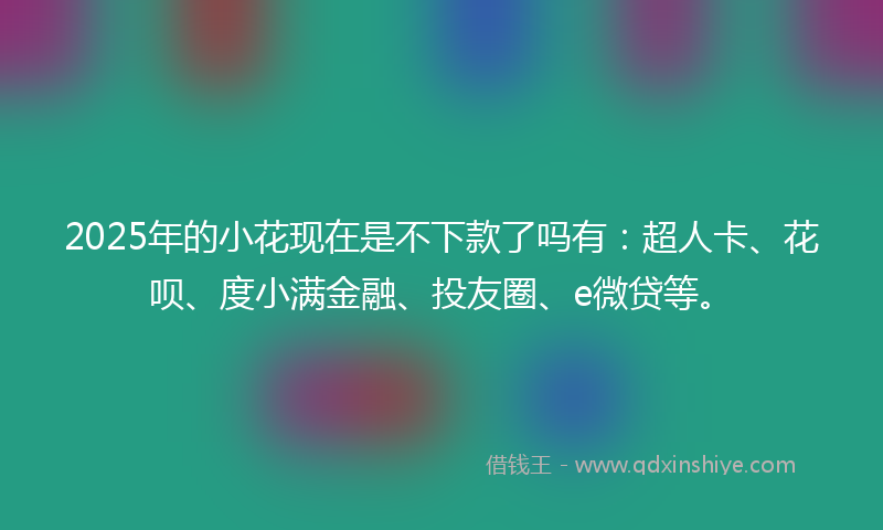 2025年的小花现在是不下款了吗有：超人卡、花呗、度小满金融、投友圈、e微贷等。