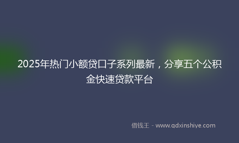 2025年热门小额贷口子系列最新，分享五个公积金快速贷款平台