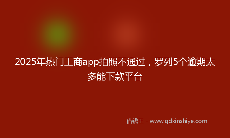 2025年热门工商app拍照不通过，罗列5个逾期太多能下款平台