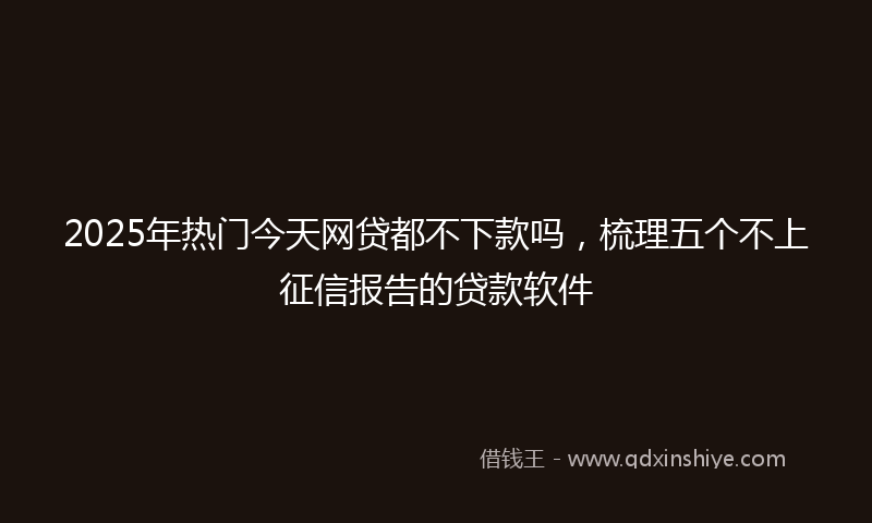 2025年热门今天网贷都不下款吗，梳理五个不上征信报告的贷款软件