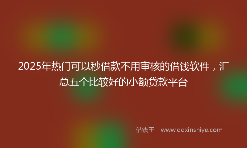 2025年热门可以秒借款不用审核的借钱软件，汇总五个比较好的小额贷款平台
