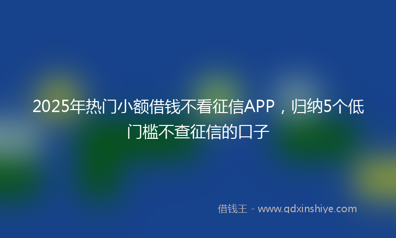 2025年热门小额借钱不看征信APP，归纳5个低门槛不查征信的口子