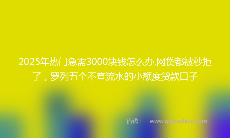 2025年热门急需3000块钱怎么办,网贷都被秒拒了，罗列五个不查流水的小额度贷款口子