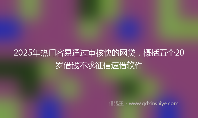 2025年热门容易通过审核快的网贷，概括五个20岁借钱不求征信速借软件