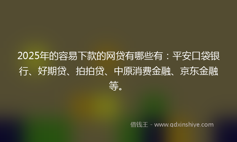 2025年的容易下款的网贷有哪些有：平安口袋银行、好期贷、拍拍贷、中原消费金融、京东金融等。