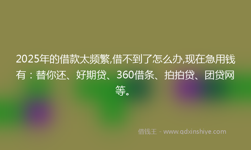 2025年的借款太频繁,借不到了怎么办,现在急用钱有：替你还、好期贷、360借条、拍拍贷、团贷网等。