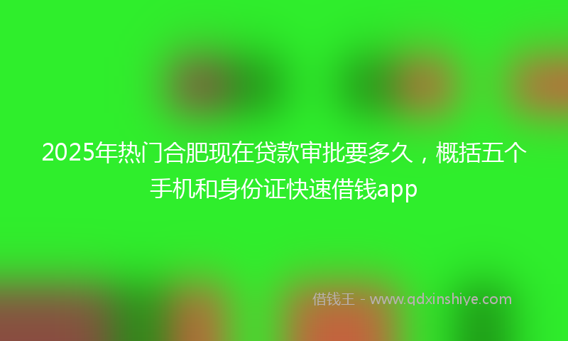 2025年热门合肥现在贷款审批要多久，概括五个手机和身份证快速借钱app