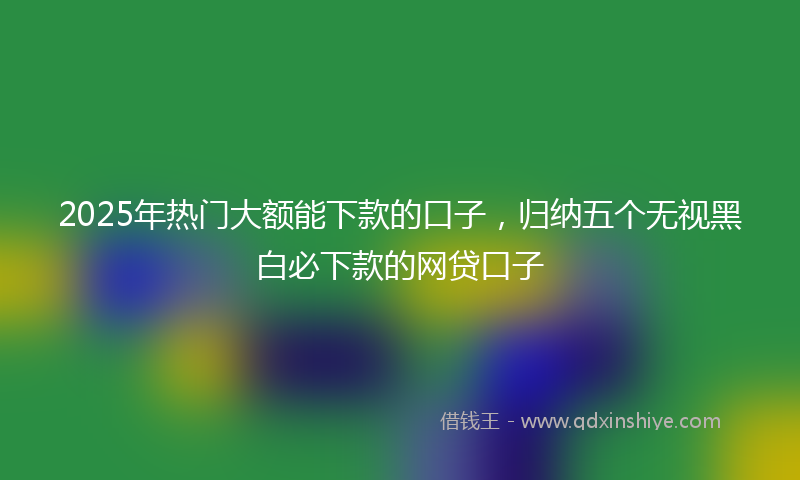 2025年热门大额能下款的口子，归纳五个无视黑白必下款的网贷口子