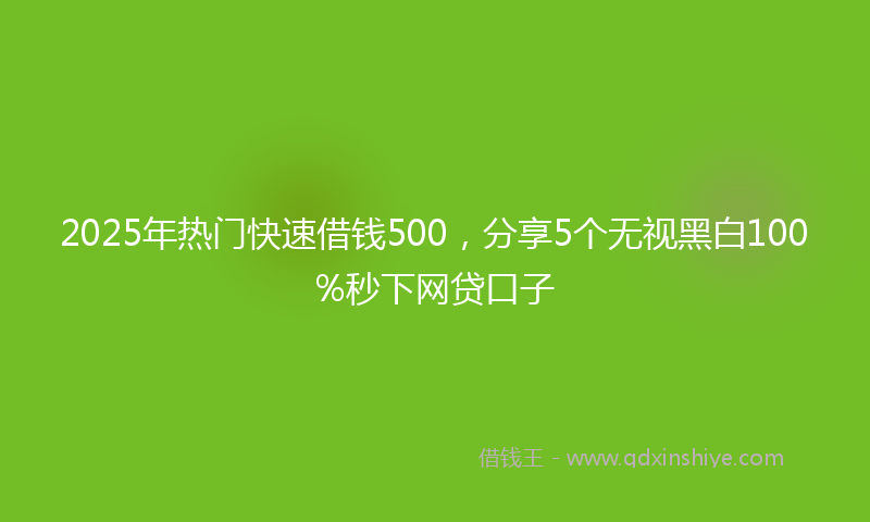 2025年热门快速借钱500，分享5个无视黑白100%秒下网贷口子