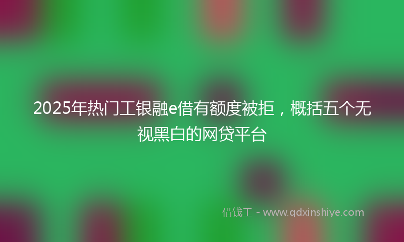 2025年热门工银融e借有额度被拒，概括五个无视黑白的网贷平台