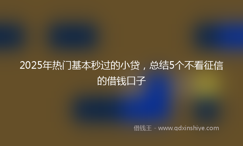 2025年热门基本秒过的小贷，总结5个不看征信的借钱口子