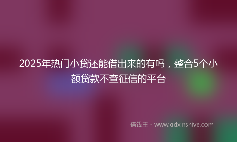 2025年热门小贷还能借出来的有吗，整合5个小额贷款不查征信的平台