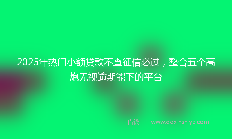 2025年热门小额贷款不查征信必过，整合五个高炮无视逾期能下的平台