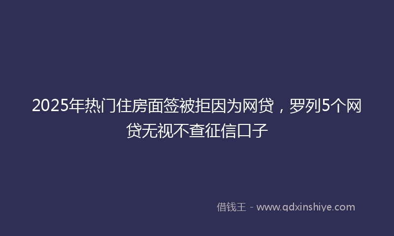 2025年热门住房面签被拒因为网贷，罗列5个网贷无视不查征信口子