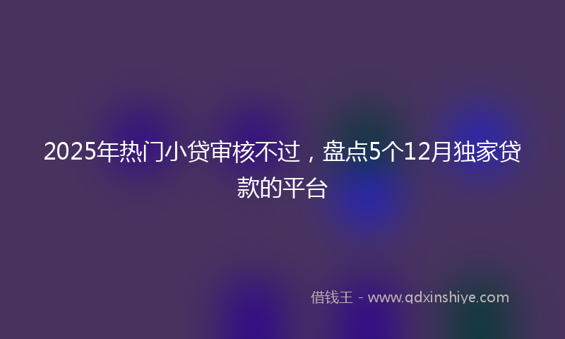 2025年热门小贷审核不过，盘点5个12月独家贷款的平台
