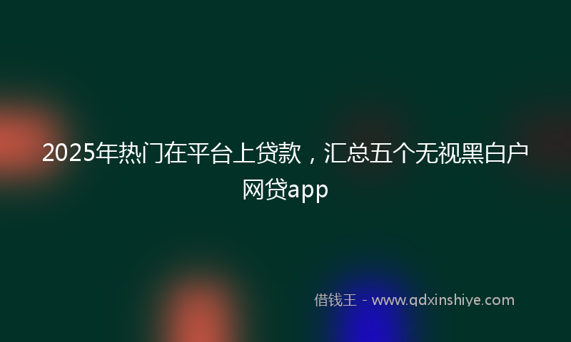 2025年热门在平台上贷款，汇总五个无视黑白户网贷app