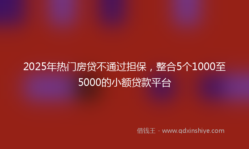 2025年热门房贷不通过担保，整合5个1000至5000的小额贷款平台