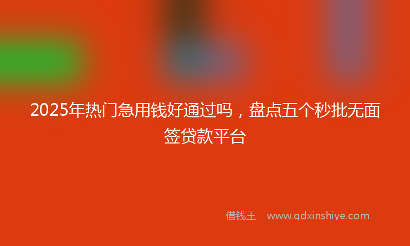 2025年热门急用钱好通过吗，盘点五个秒批无面签贷款平台