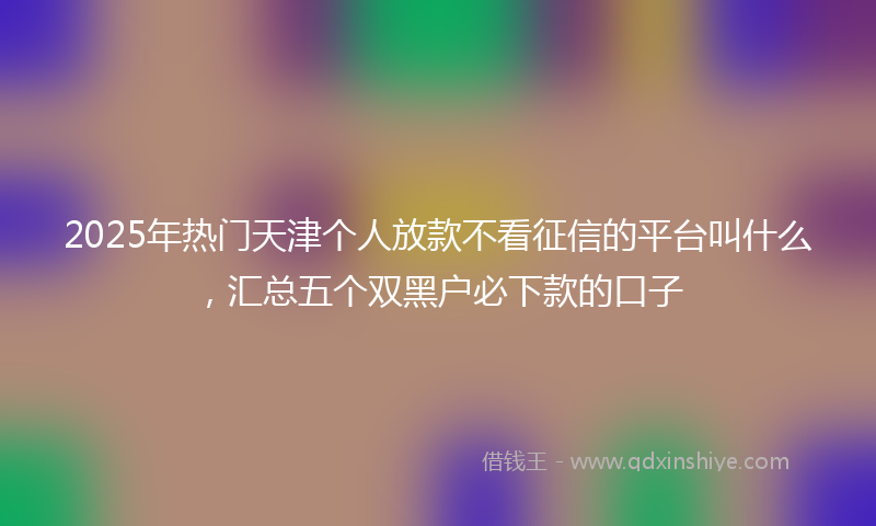 2025年热门天津个人放款不看征信的平台叫什么，汇总五个双黑户必下款的口子