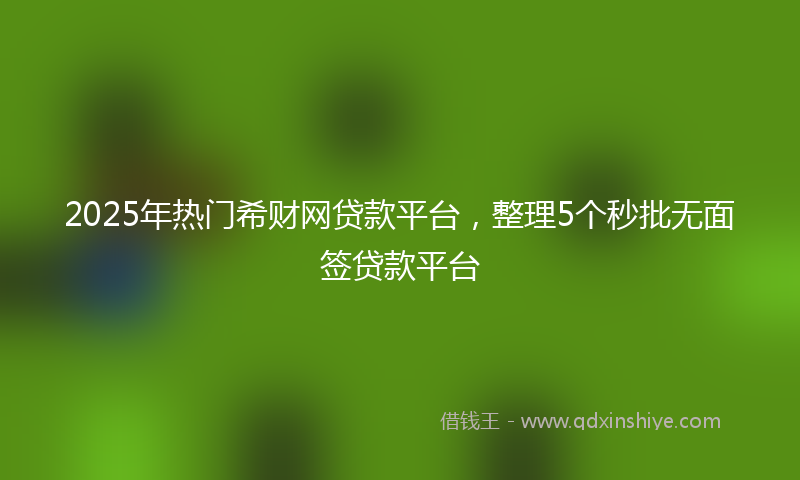 2025年热门希财网贷款平台，整理5个秒批无面签贷款平台