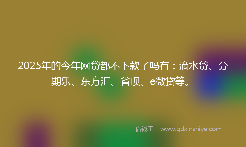 2025年的今年网贷都不下款了吗有：滴水贷、分期乐、东方汇、省呗、e微贷等。