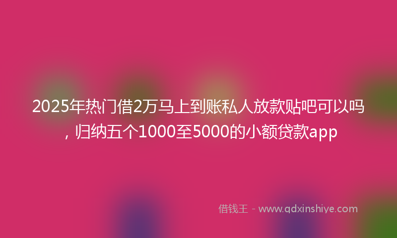 2025年热门借2万马上到账私人放款贴吧可以吗，归纳五个1000至5000的小额贷款app