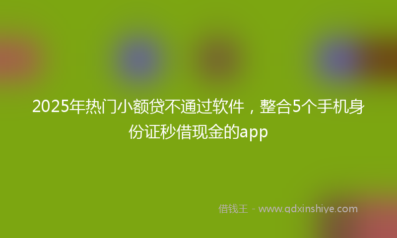 2025年热门小额贷不通过软件，整合5个手机身份证秒借现金的app