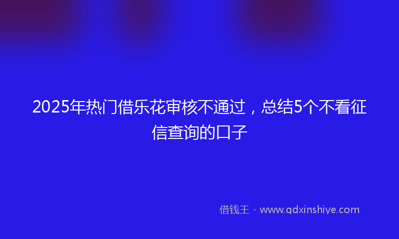 2025年热门借乐花审核不通过，总结5个不看征信查询的口子