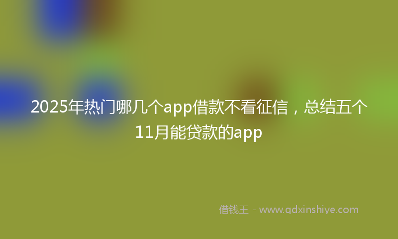 2025年热门哪几个app借款不看征信，总结五个11月能贷款的app