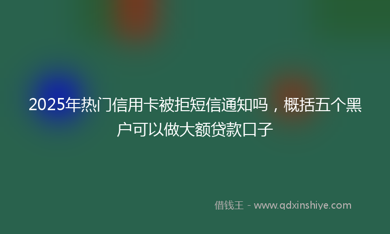 2025年热门信用卡被拒短信通知吗，概括五个黑户可以做大额贷款口子
