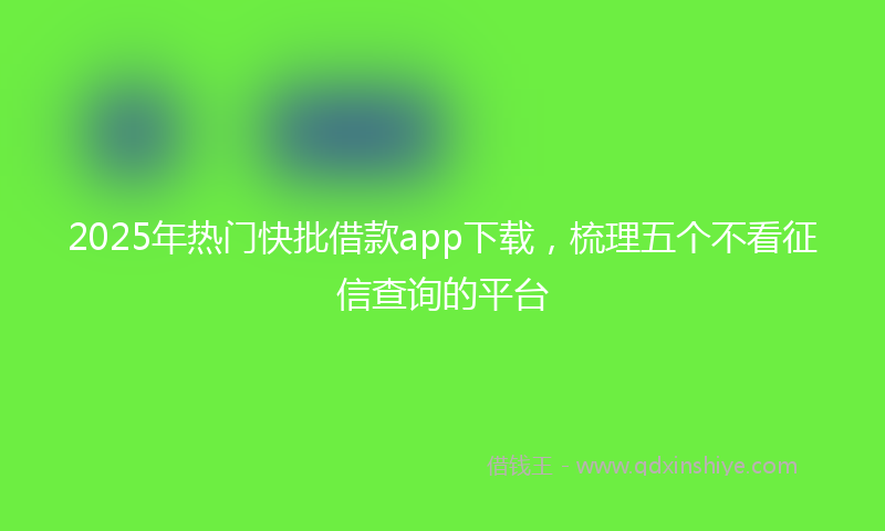 2025年热门快批借款app下载，梳理五个不看征信查询的平台