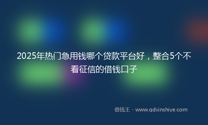 2025年热门急用钱哪个贷款平台好，整合5个不看征信的借钱口子