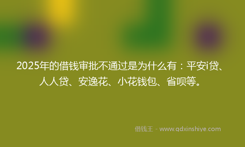 2025年的借钱审批不通过是为什么有：平安i贷、人人贷、安逸花、小花钱包、省呗等。