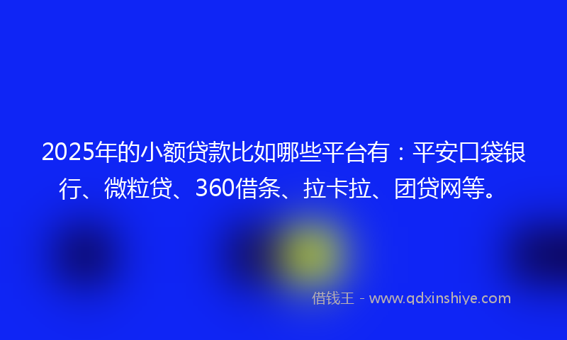 2025年的小额贷款比如哪些平台有：平安口袋银行、微粒贷、360借条、拉卡拉、团贷网等。