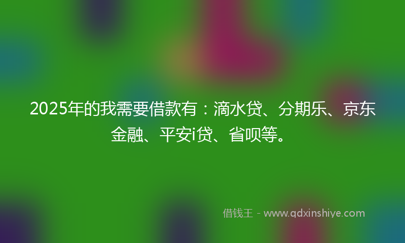 2025年的我需要借款有：滴水贷、分期乐、京东金融、平安i贷、省呗等。