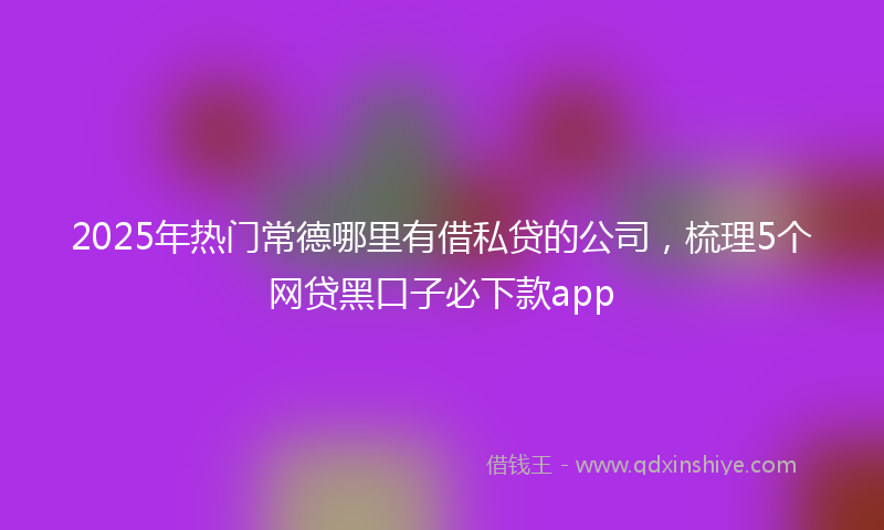 2025年热门常德哪里有借私贷的公司，梳理5个网贷黑口子必下款app