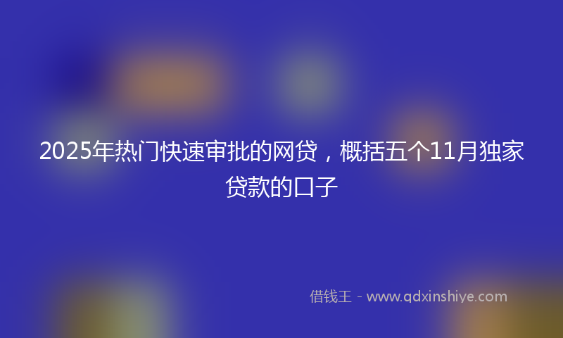 2025年热门快速审批的网贷，概括五个11月独家贷款的口子