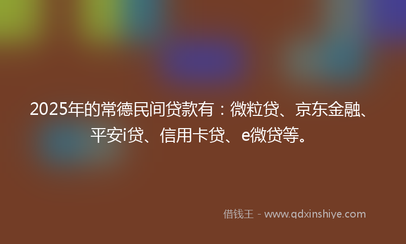 2025年的常德民间贷款有：微粒贷、京东金融、平安i贷、信用卡贷、e微贷等。