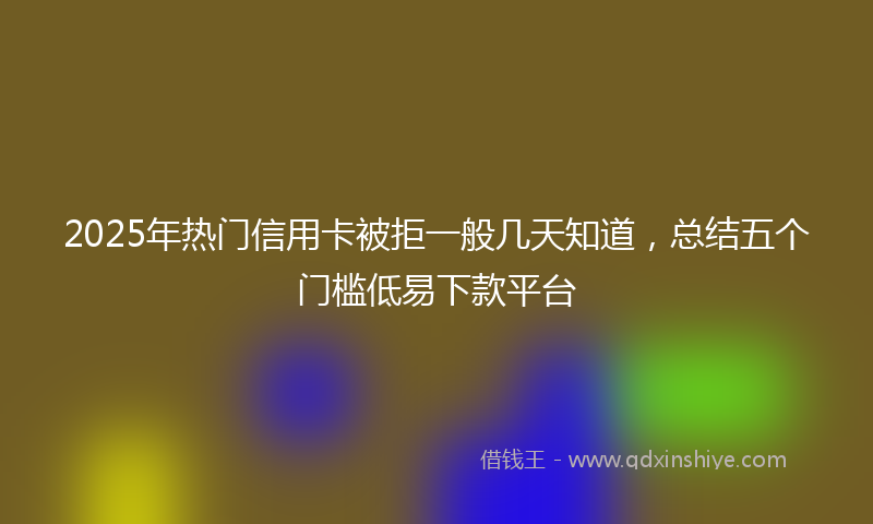2025年热门信用卡被拒一般几天知道，总结五个门槛低易下款平台