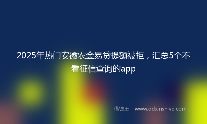 2025年热门安徽农金易贷提额被拒，汇总5个不看征信查询的app