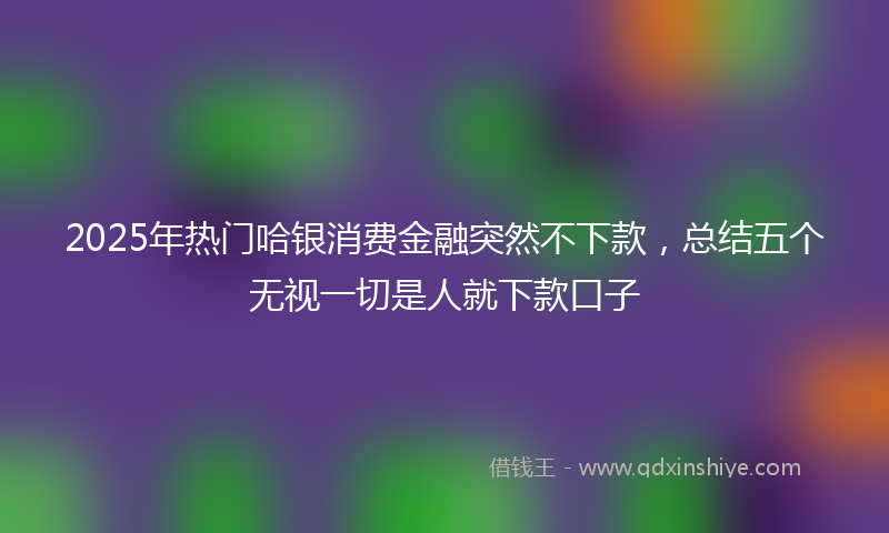 2025年热门哈银消费金融突然不下款，总结五个无视一切是人就下款口子