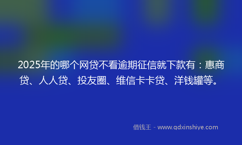 2025年的哪个网贷不看逾期征信就下款有：惠商贷、人人贷、投友圈、维信卡卡贷、洋钱罐等。